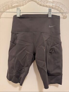 Nike Dark Gray High-Rise Performance Bike Shorts with Zip Pocket